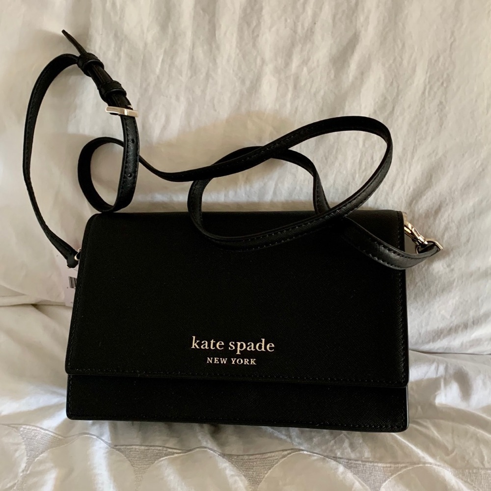 Kate Spade NWT black leather clutch/cross body - Picture 2 of 10